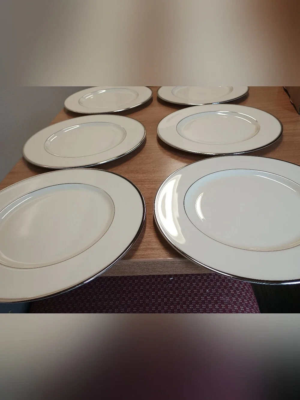 Elegant Lenox Montclair Dinner Plates with Platimum Rim - Set of 6